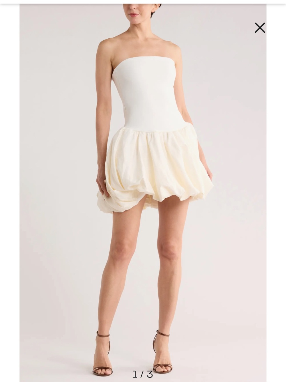 Pollie Strapless Bubble Hem Linen Blend Minidress